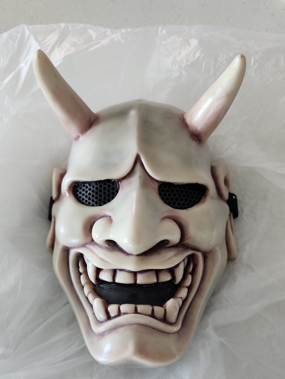 White Demon Hannya Mask, Decorative Mask Or Wall Art